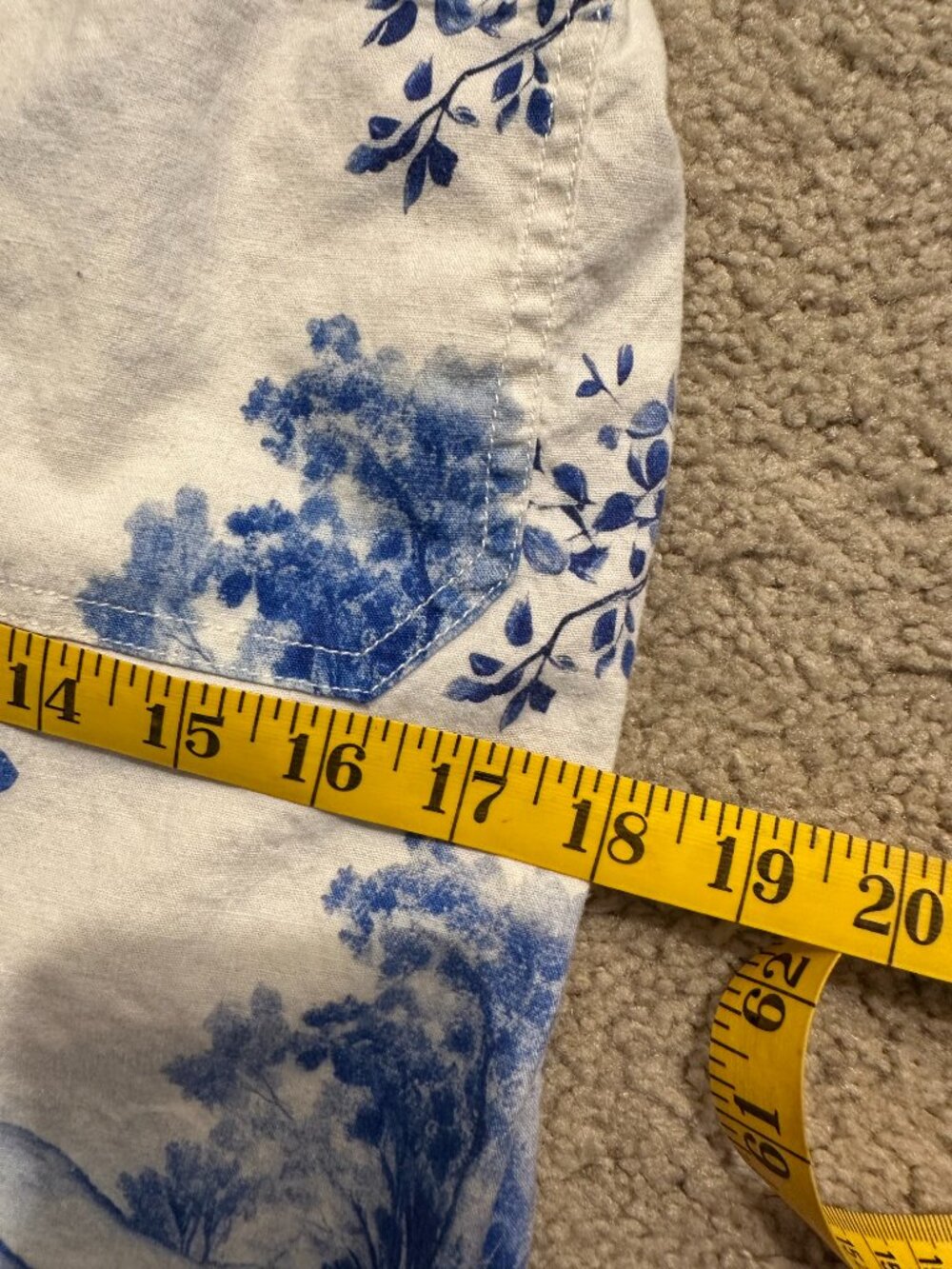 Maeve Colette Linen Blend High-Rise Wide-Leg Cropped Pants Blue Floral Flowers - Picture 6 of 10